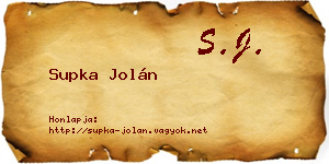 Supka Jolán névjegykártya